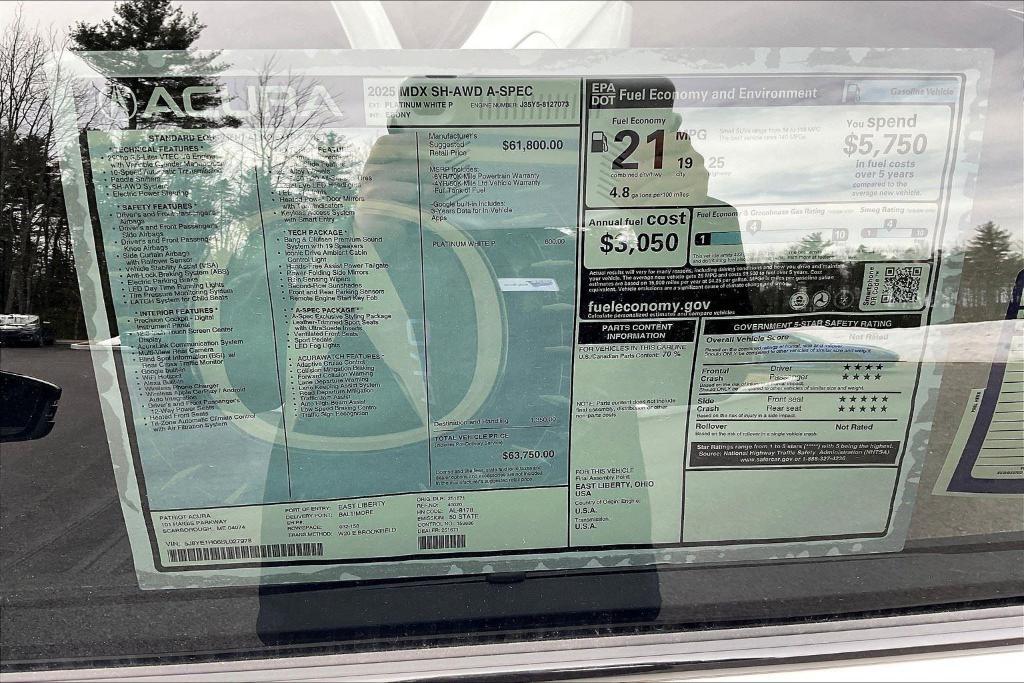 new 2025 Acura MDX car, priced at $63,750