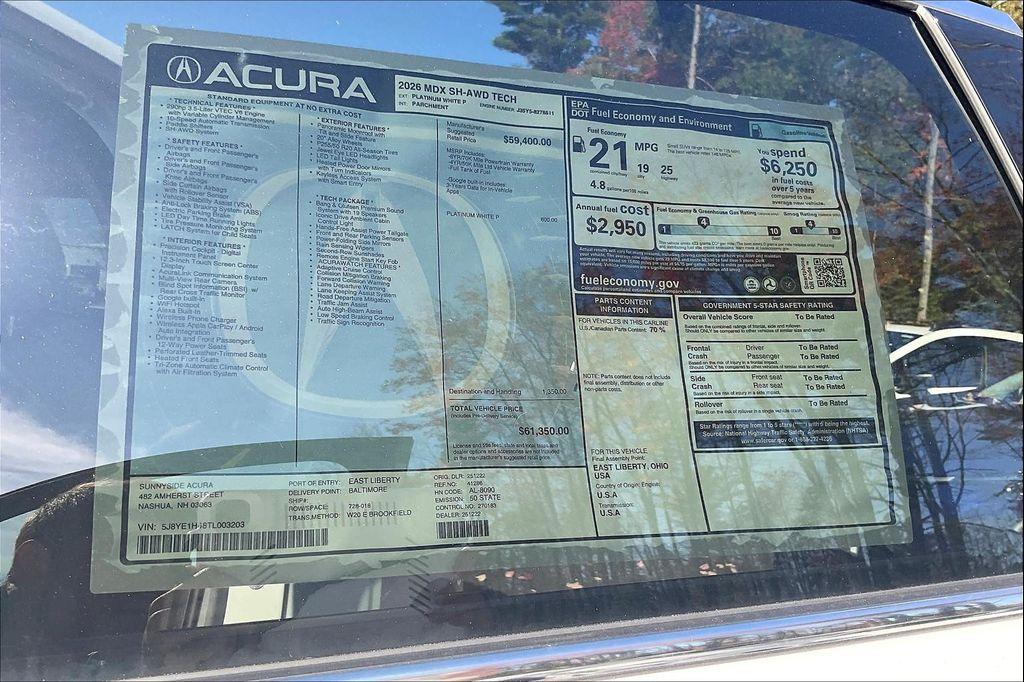 new 2026 Acura MDX car, priced at $61,350