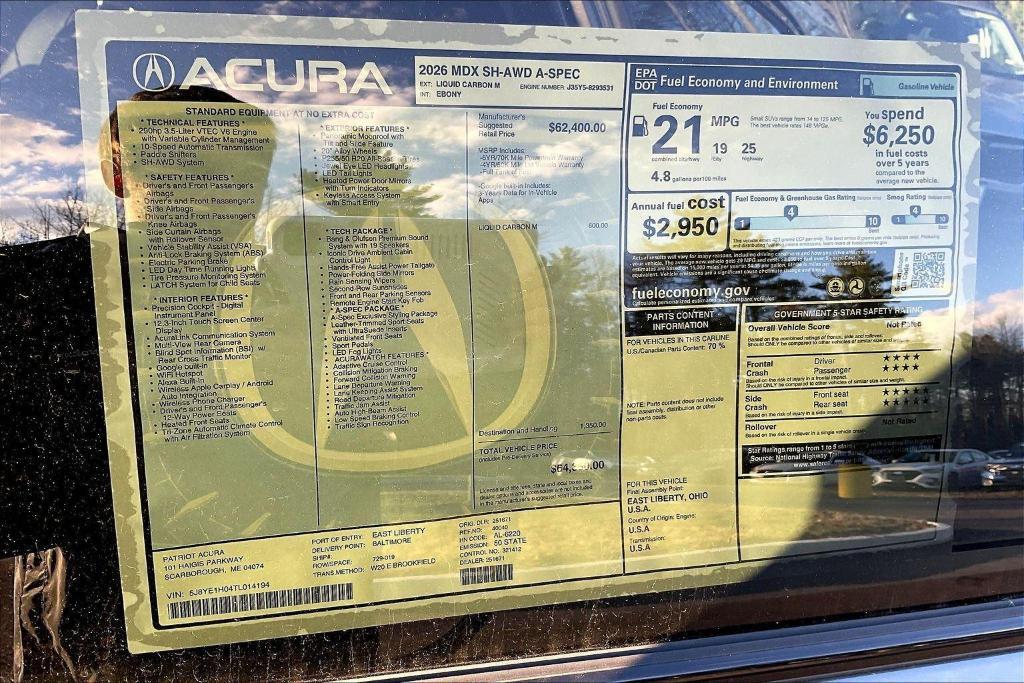 new 2026 Acura MDX car, priced at $64,350