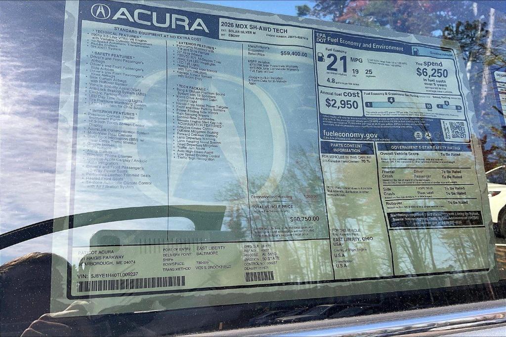 new 2026 Acura MDX car, priced at $60,750