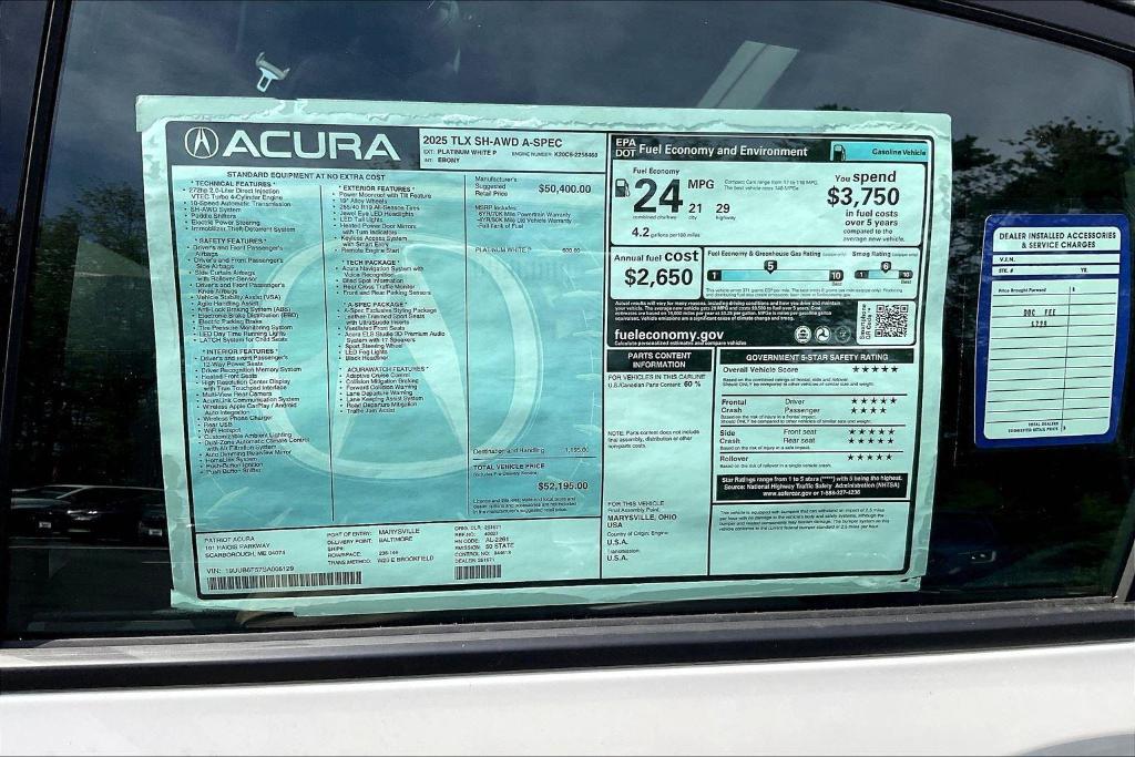 new 2025 Acura TLX car, priced at $52,195