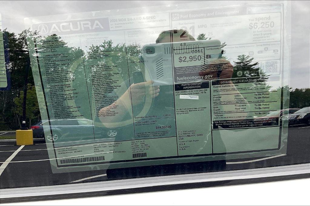 new 2026 Acura MDX car, priced at $64,350