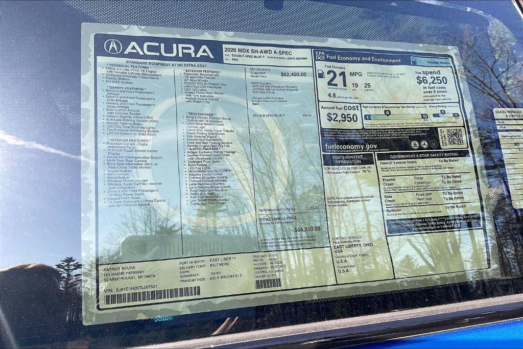 new 2026 Acura MDX car, priced at $64,350