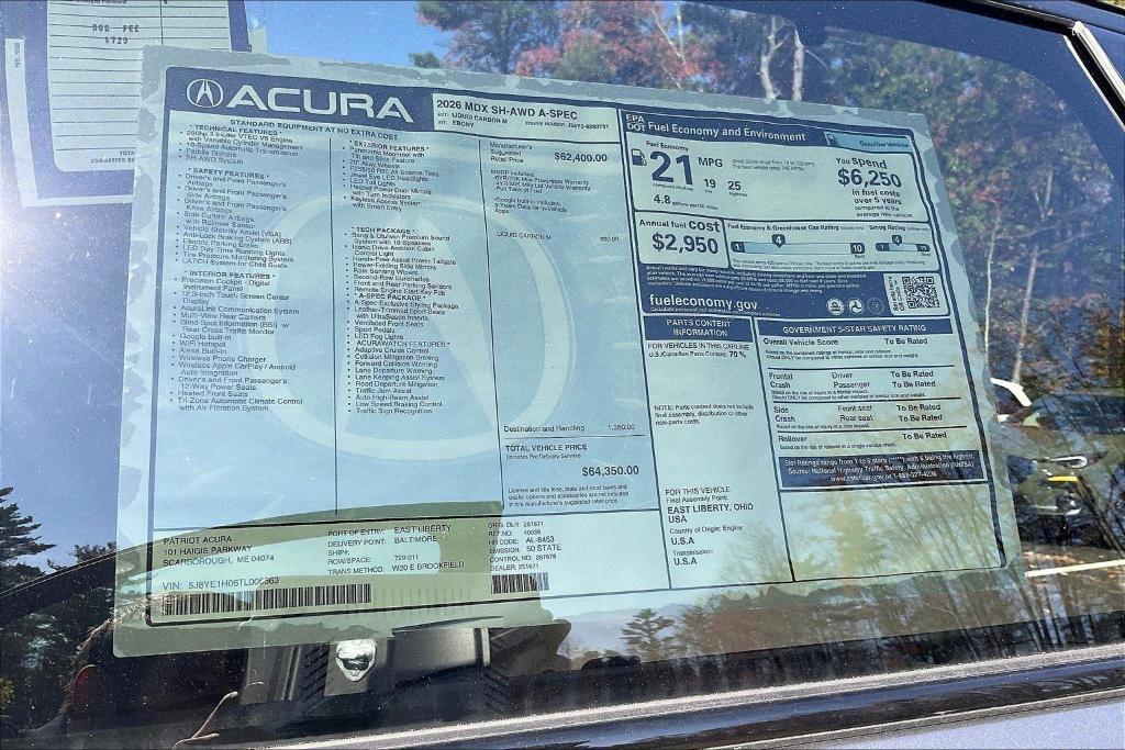 new 2026 Acura MDX car, priced at $64,350