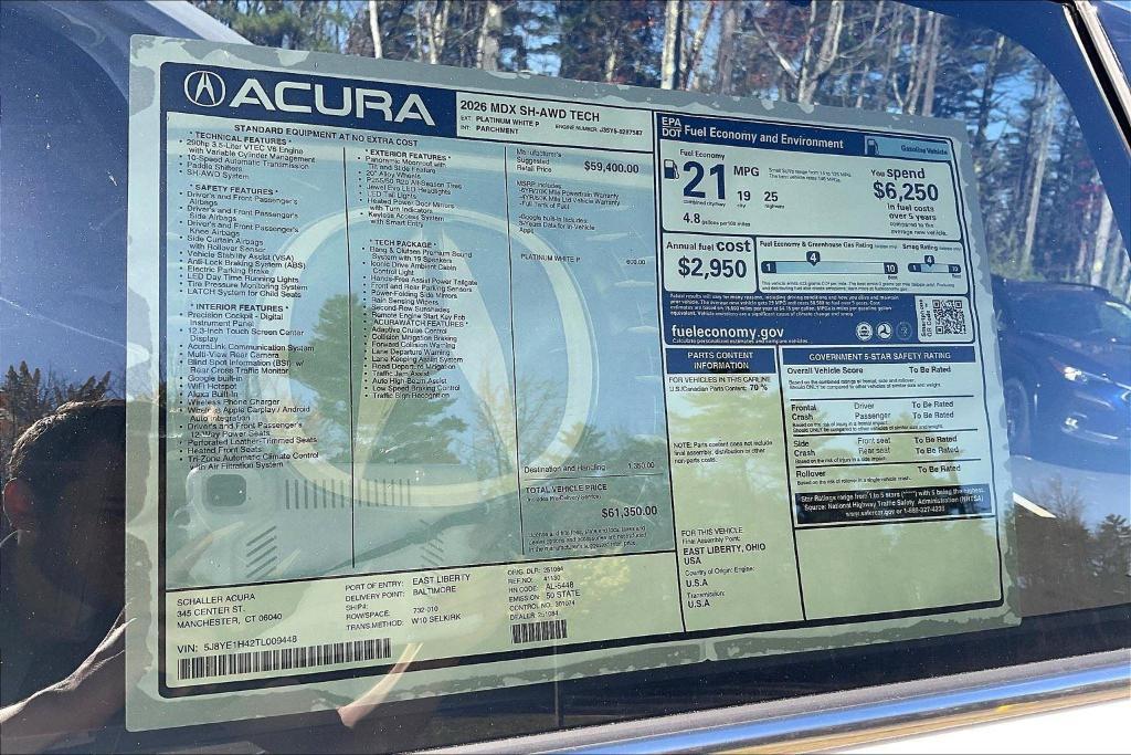 new 2026 Acura MDX car, priced at $61,350