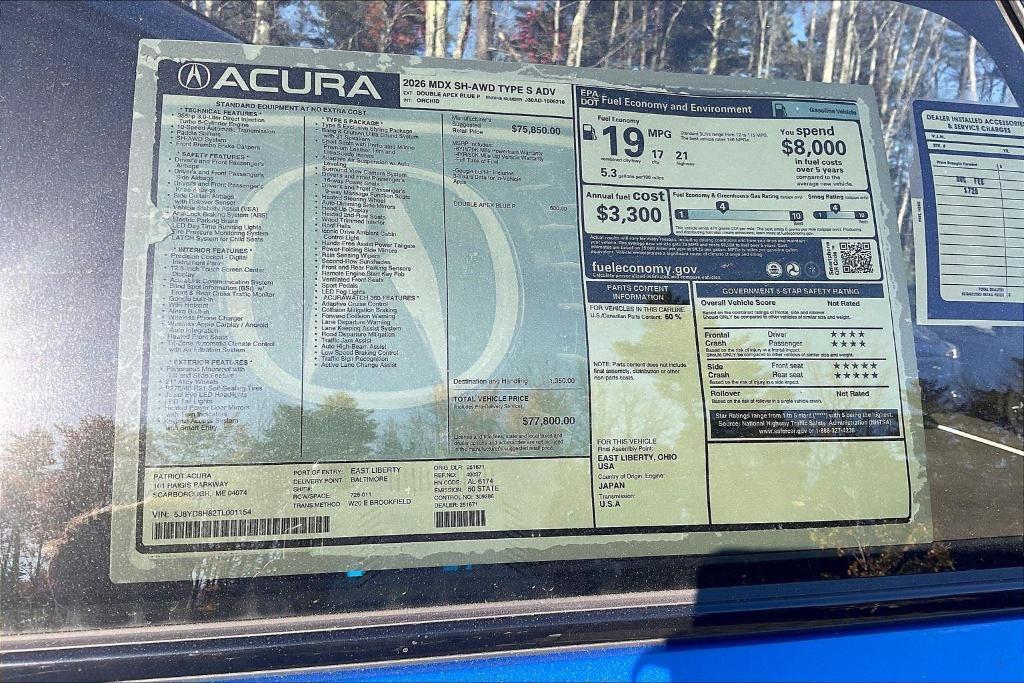 new 2026 Acura MDX car, priced at $77,800