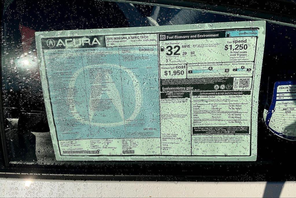 new 2026 Acura Integra car, priced at $40,995