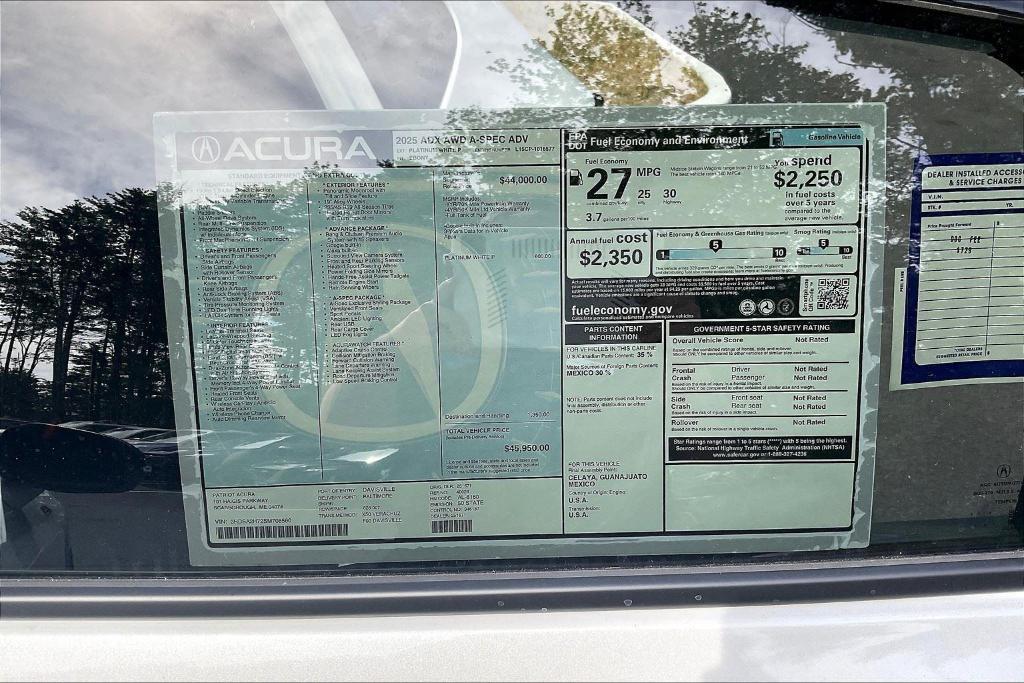 new 2025 Acura ADX car, priced at $45,950