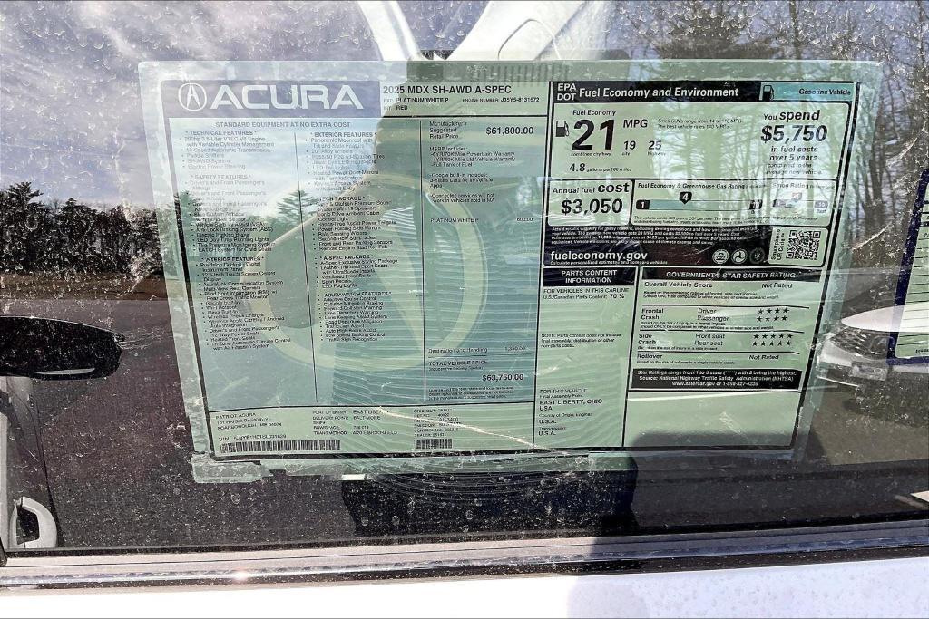 new 2025 Acura MDX car, priced at $63,750