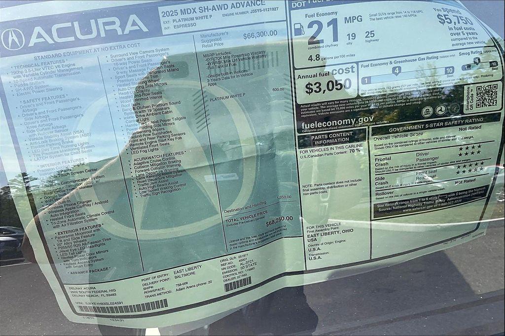 new 2025 Acura MDX car, priced at $68,250