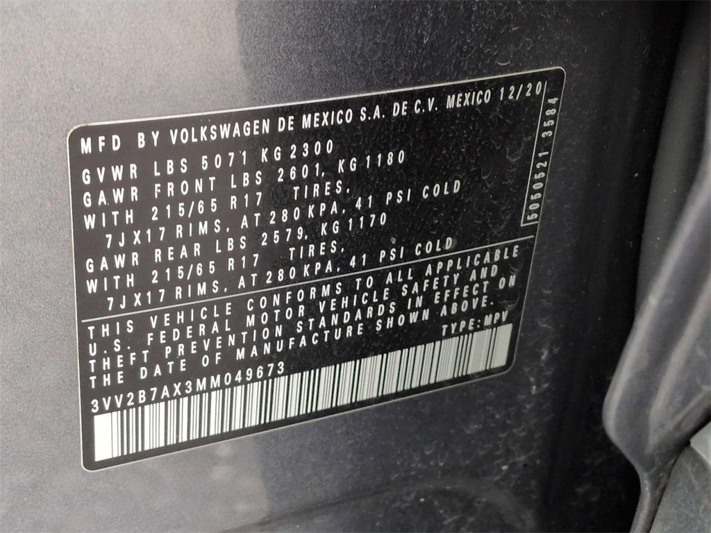 used 2021 Volkswagen Tiguan car, priced at $19,500