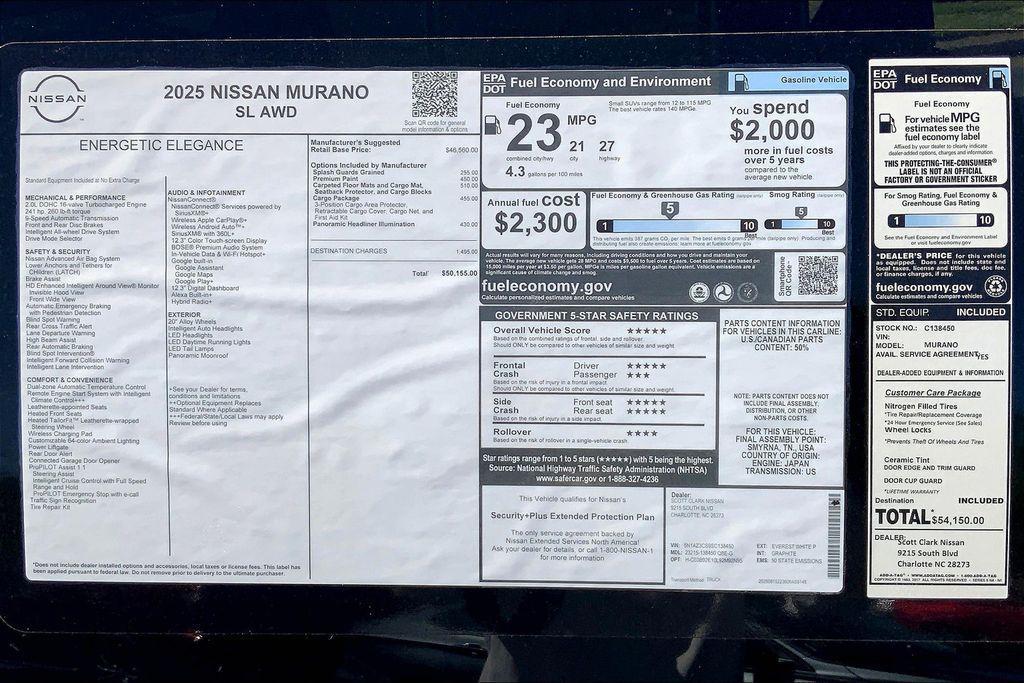 new 2025 Nissan Murano car, priced at $41,655