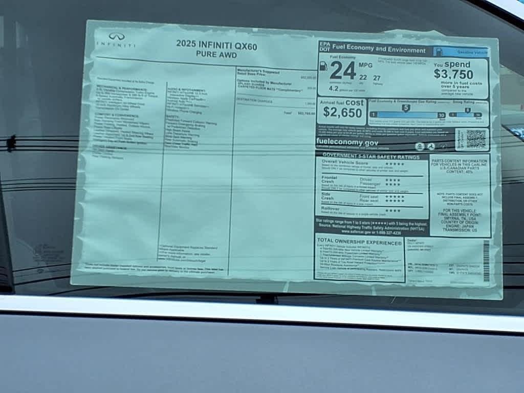 new 2025 INFINITI QX60 car, priced at $52,090