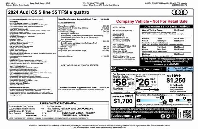 used 2024 Audi Q5 e car, priced at $49,981