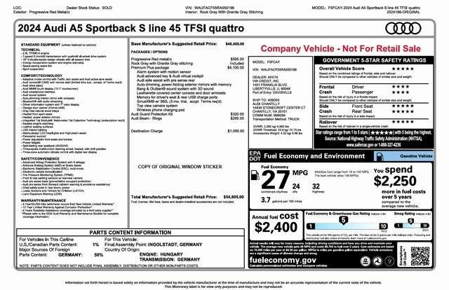 used 2024 Audi A5 Sportback car, priced at $40,693