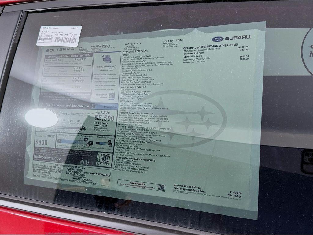 new 2025 Subaru Solterra car, priced at $44,746