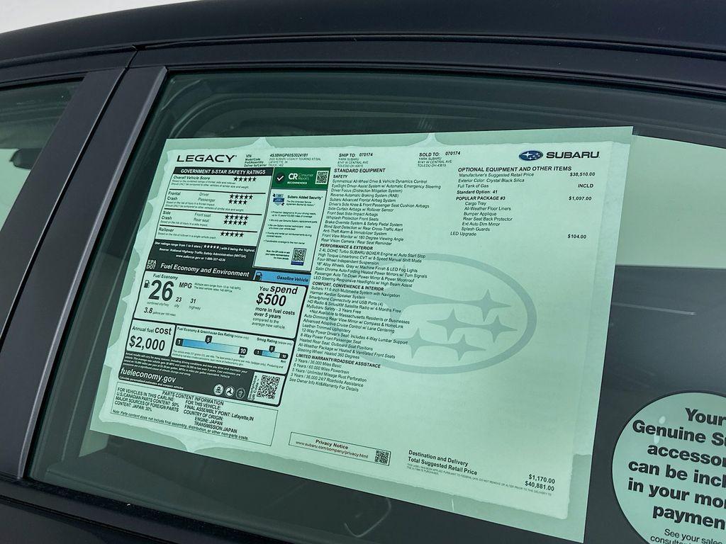 new 2025 Subaru Legacy car, priced at $38,881