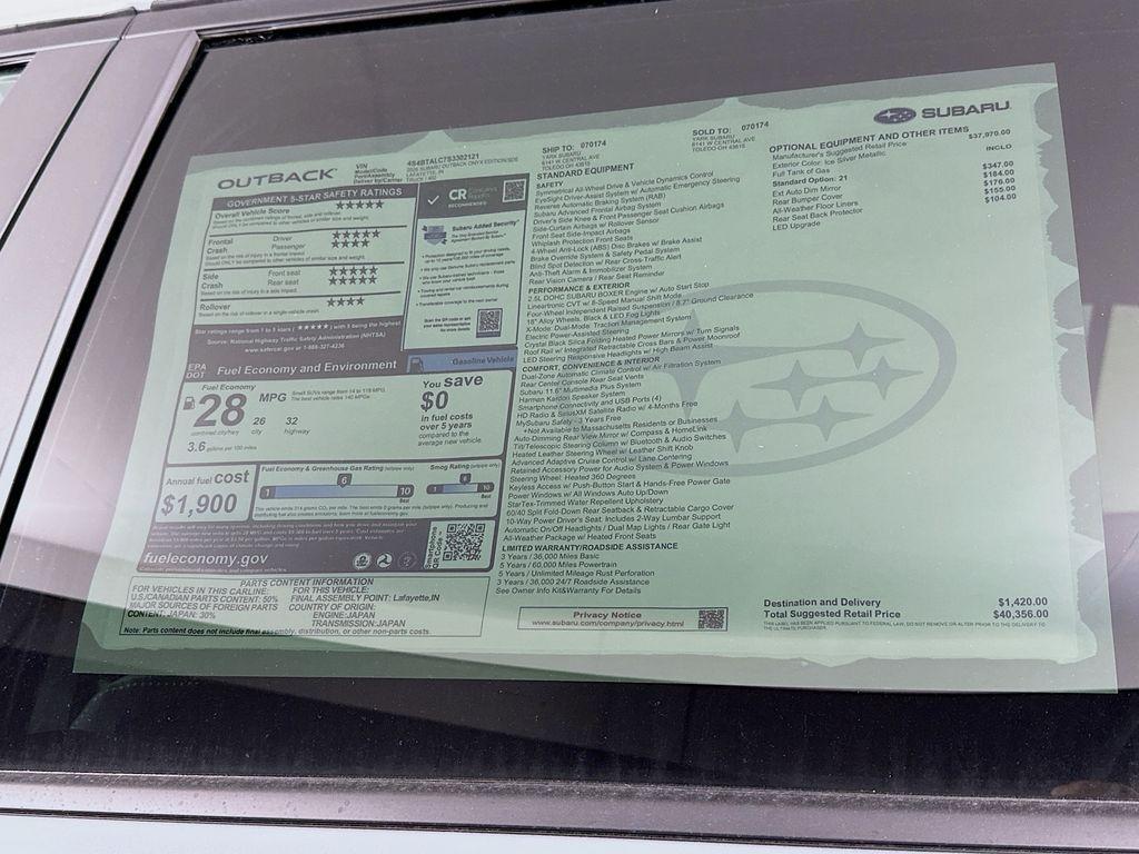 new 2025 Subaru Outback car, priced at $38,254