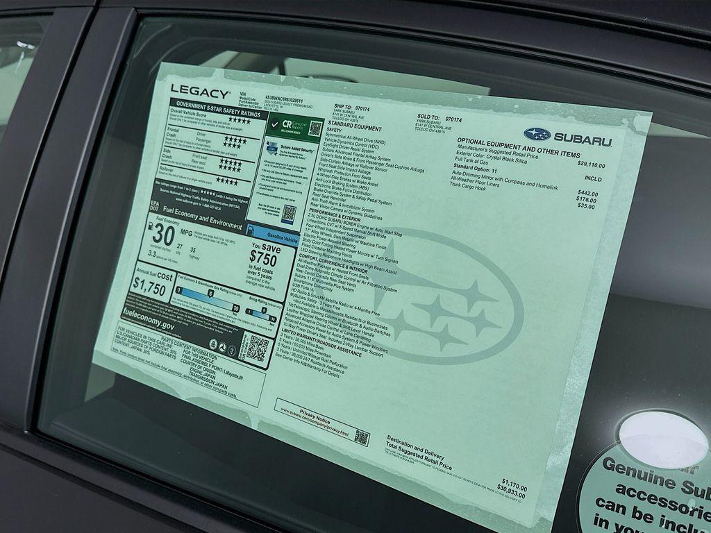 new 2025 Subaru Legacy car, priced at $29,700