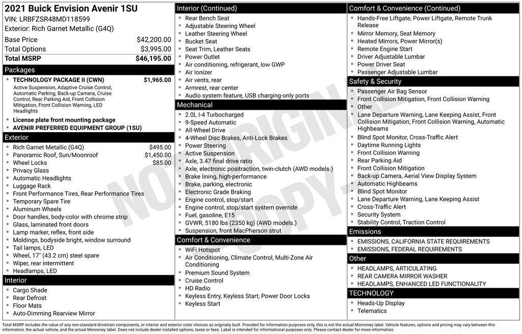 used 2021 Buick Envision car, priced at $27,427