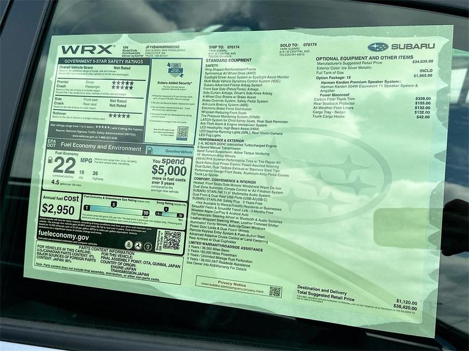 new 2024 Subaru WRX car, priced at $38,420