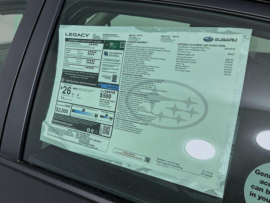 new 2025 Subaru Legacy car, priced at $35,625