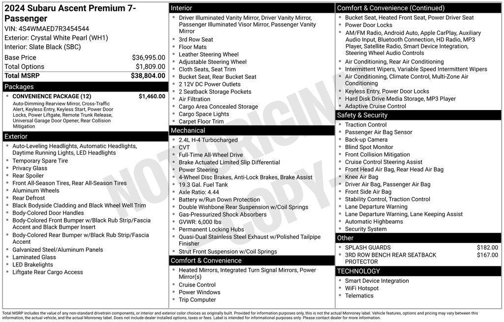 used 2024 Subaru Ascent car, priced at $37,999