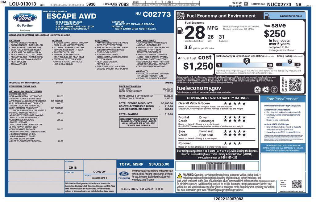 used 2022 Ford Escape car, priced at $18,998