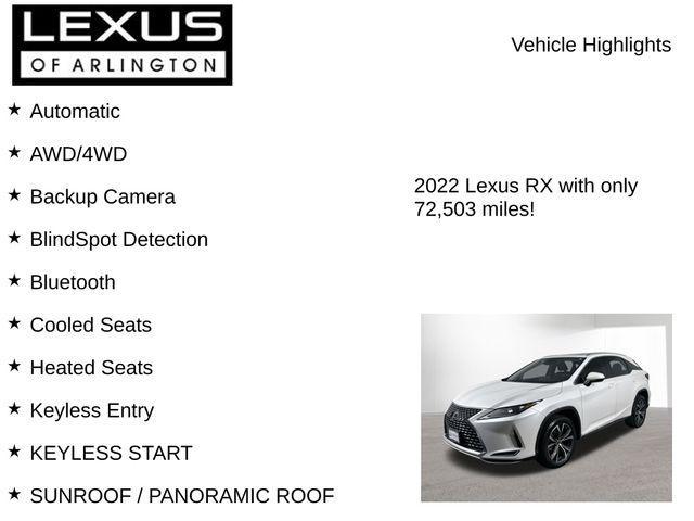 used 2022 Lexus RX 350 car, priced at $35,495