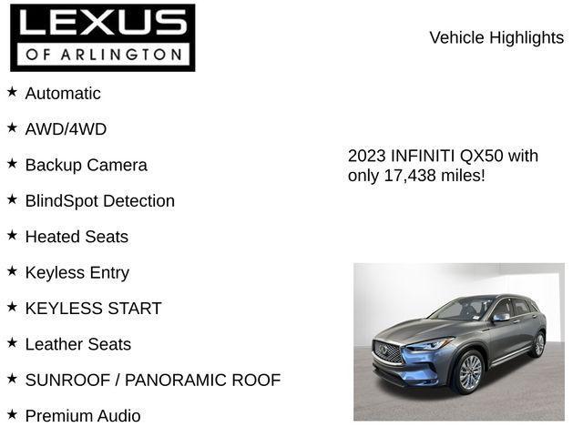used 2023 INFINITI QX50 car, priced at $27,995