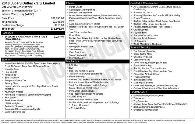 used 2018 Subaru Outback car, priced at $13,900