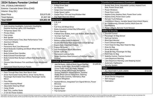 used 2024 Subaru Forester car, priced at $32,499
