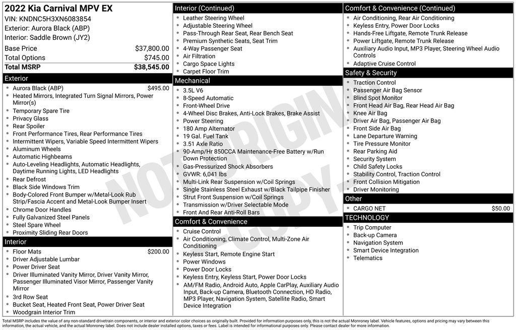 used 2022 Kia Carnival car, priced at $24,649