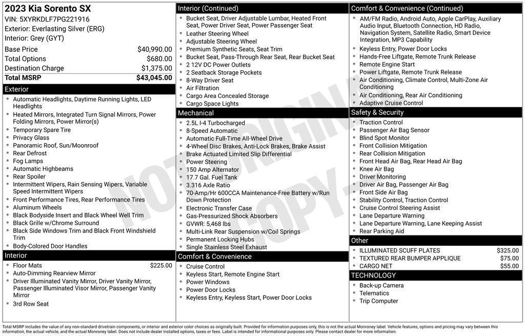 used 2023 Kia Sorento car, priced at $28,137