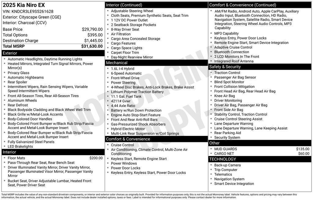 new 2025 Kia Niro car, priced at $27,785