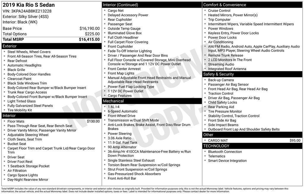 used 2019 Kia Rio car, priced at $10,999