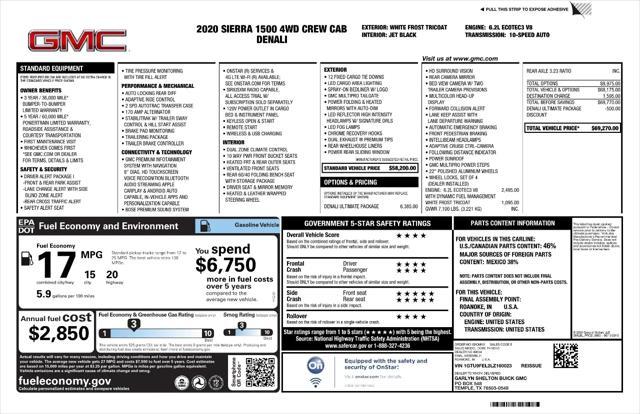 used 2020 GMC Sierra 1500 car, priced at $46,475