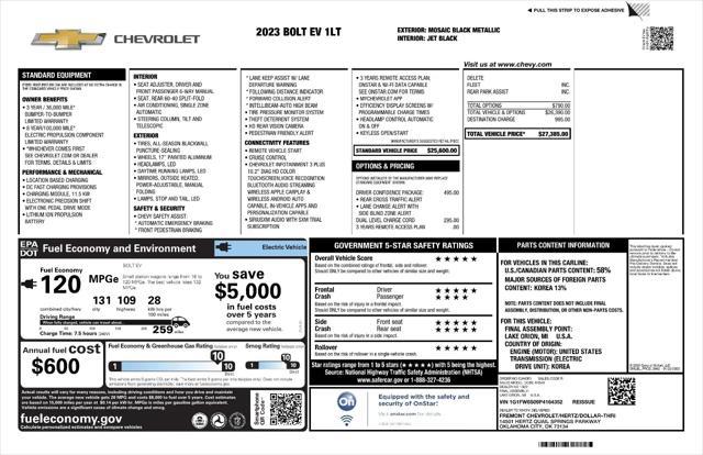 used 2023 Chevrolet Bolt EV car, priced at $18,975