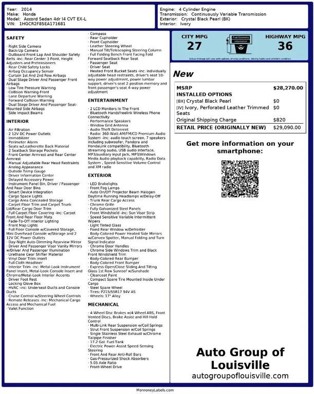 used 2014 Honda Accord car, priced at $17,973