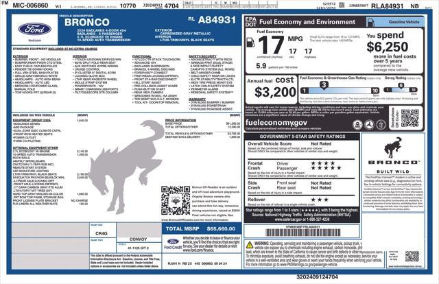 new 2024 Ford Bronco car, priced at $53,539