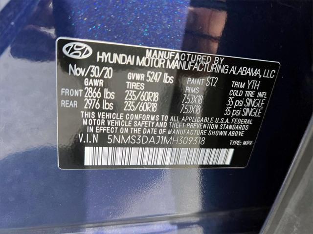 used 2021 Hyundai Santa Fe car, priced at $19,995