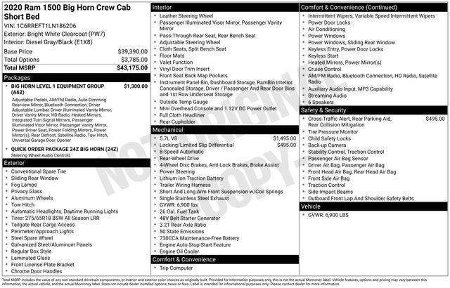 used 2020 Ram 1500 car, priced at $28,288