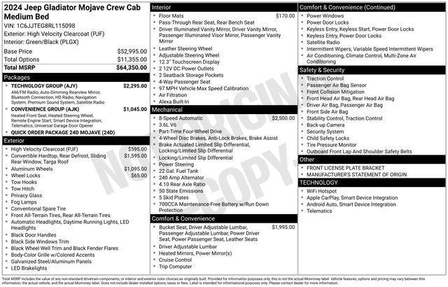 used 2024 Jeep Gladiator car, priced at $47,888
