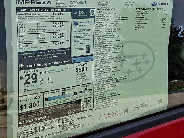 new 2025 Subaru Impreza car, priced at $28,787