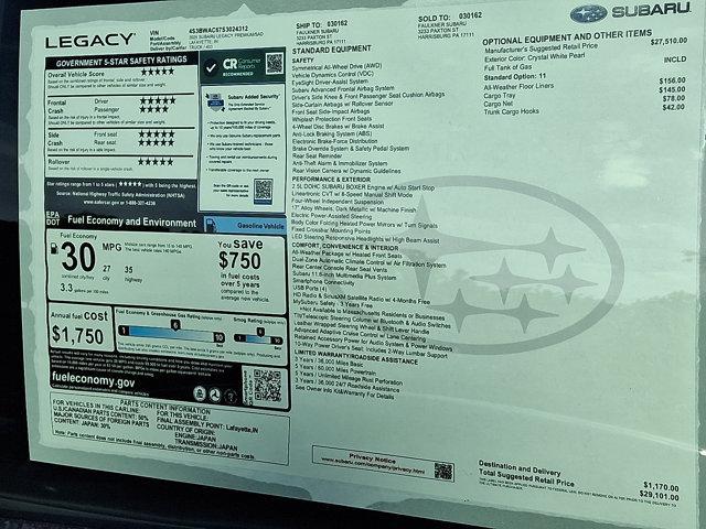 new 2025 Subaru Legacy car, priced at $27,359