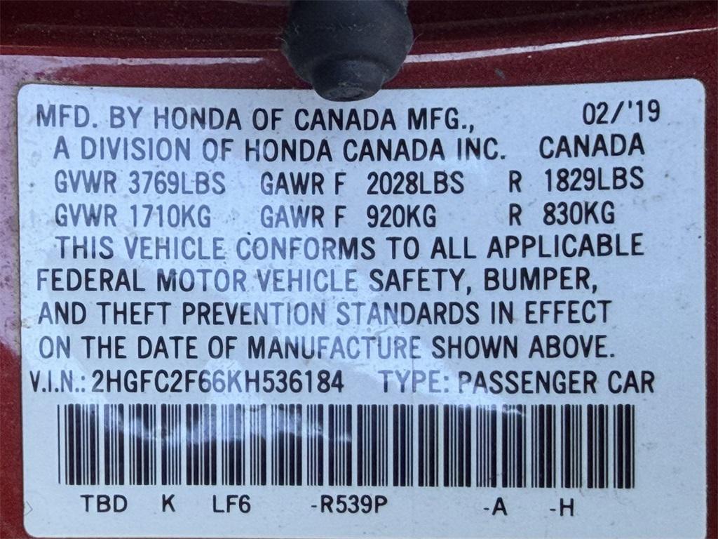 used 2019 Honda Civic car, priced at $16,492