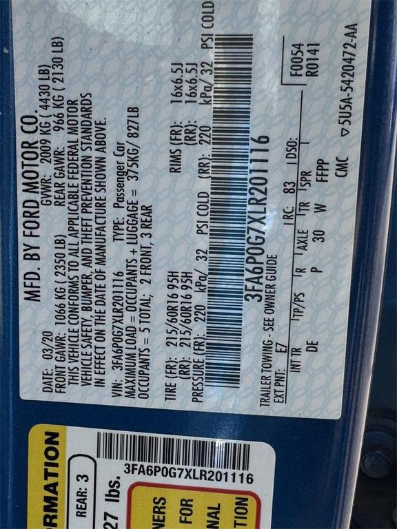 used 2020 Ford Fusion car, priced at $9,992