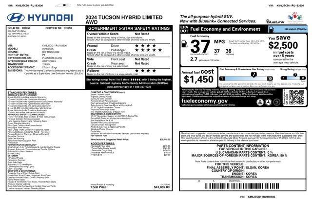 new 2024 Hyundai Tucson Hybrid car, priced at $40,269