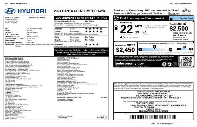 used 2024 Hyundai SANTA CRUZ car, priced at $35,394
