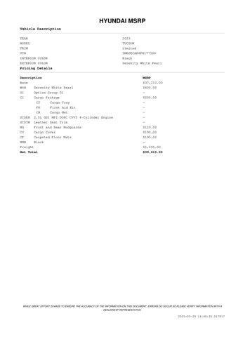 used 2023 Hyundai Tucson car, priced at $25,568